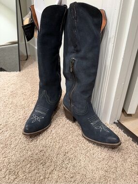 Dan Post Rebeca Navy Suede Western Knee-High Boots